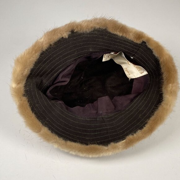 Vintage Adolfo Realities Mink Fur Cloche Bucket Hat Paris New York Winter - Picture 5 of 6